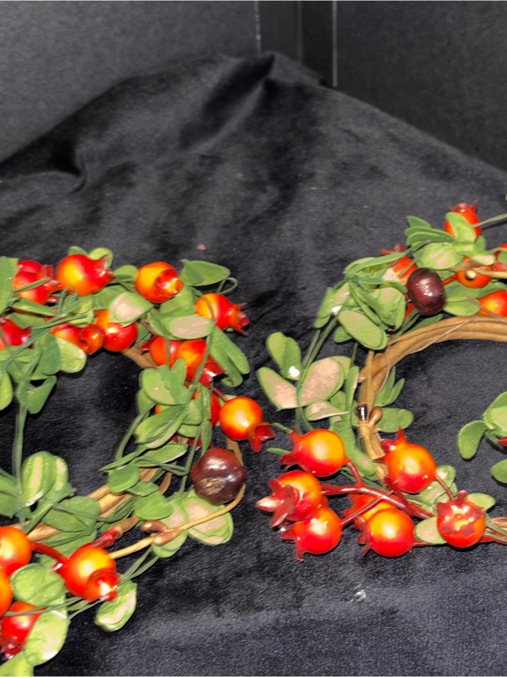 Candle Rings Faux Greenery and Decorative Pomegranate Berries